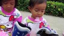 Unboxing Inline Skates - Children Playing in the park with Roller Skates Inline Skate Sepa
