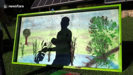 Dad builds cool balloon inflation race toy for his kids