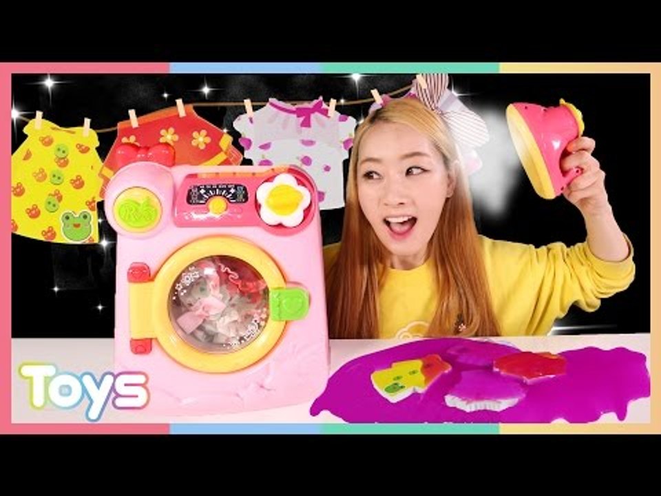 [엘리] 콩순이 목욕놀이 세탁기로 콩콩이의 액체괴물 세탁 놀이 l 캐리와장난감친구들