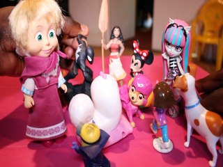 EVIL MASHA & ROCHELLE FIGHT SPIDERMAN & HIS FRIENDS +DORA MINNIE MOUSE DIEGO MINION MAX GIDGET Kids