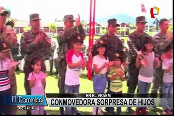 El emotivo llanto de un niño al reencontrarse con su padre destacado en el Vraem