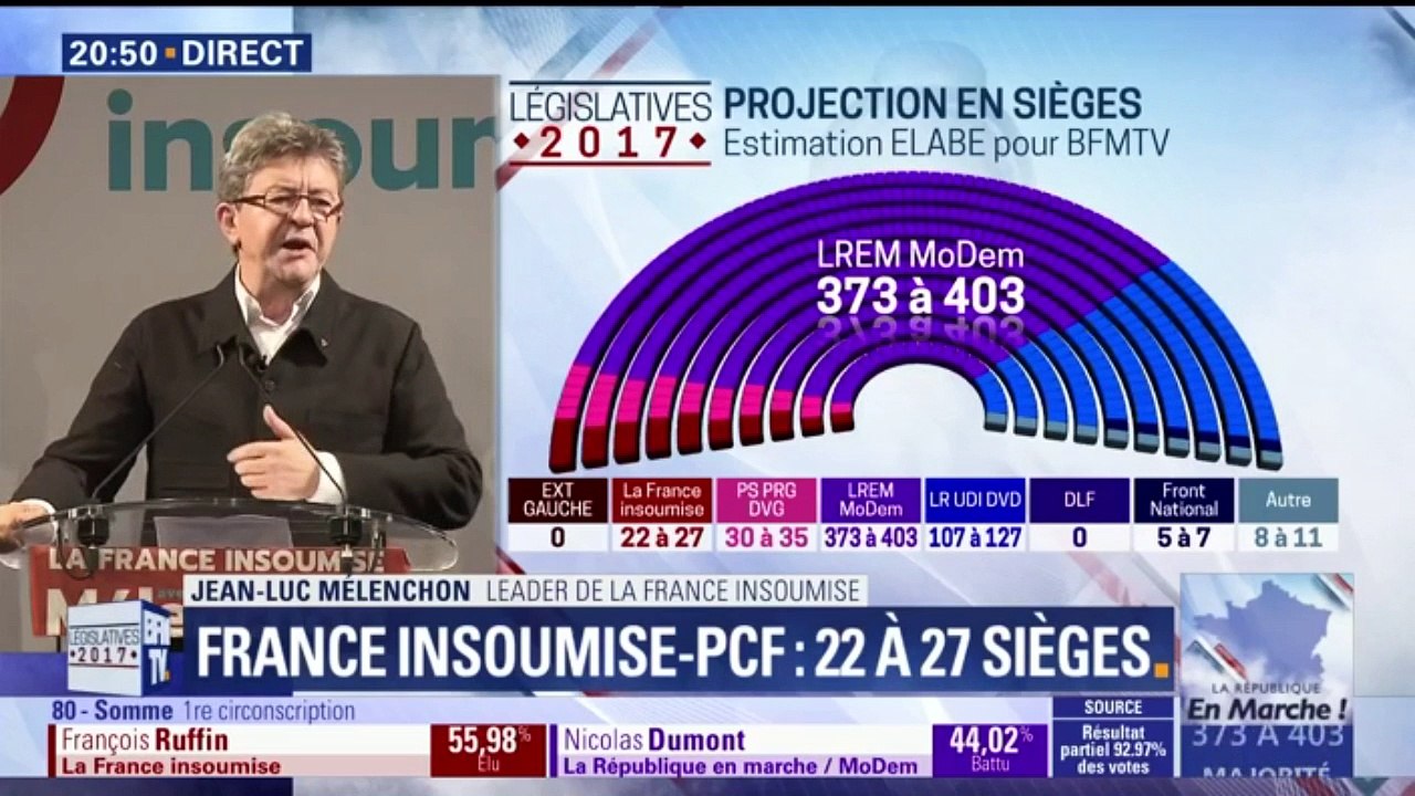 Législatives : Mélenchon annonce "un groupe France insoumise cohérent, discipliné, offensif" à l’Assemblée