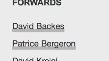 Boston Bruins Release "Protected Players" List