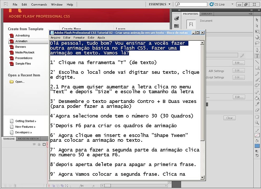 Adobe Flash Professional CS5 Tutorial 02 - Animação em texto