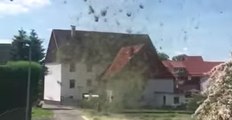 'Hay Devil' Swirls by Houses in German Town of Istha