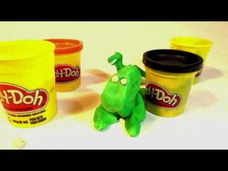 Play-Doh Stop Motion ❤ Dinosaur Rex with Spiderman  Elsa Olaf and SpongeBob ❤