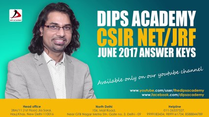 CSIR NET June 2017 Answer key Booklet B Que No.16 by Dips Academy