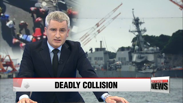 U.S. Navy recovers bodies after collision with container ship