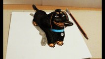 Draw 3d Buddy from The Secret Life of Pets - Anamorphic Drawing - Optical illusion