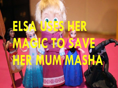 ELSA USES HER MAGIC TO SAVE HER MUM MASHA & THE BEAR MOANA ELSA ANNA SPIDERMAN Toys Kids Video