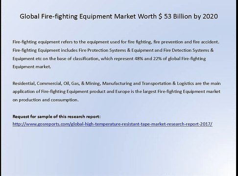 Global Fire-fighting Equipment Market Worth $ 53 Billion by 2020
