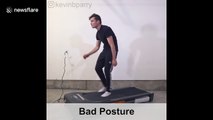 Man hilariously demonstrates 100 ways to walk on a treadmil