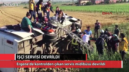 Tekirdağ'da işçi servisi devrildi: 18 yaralı