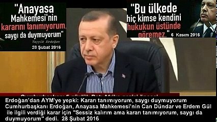 ERDOĞAN  AYM KARARINA SAYGI DUYMUYORUM TANIMIYORUM