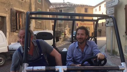 Benoît Poelvoorde et Édouard Baer en tournage dans la Drôme