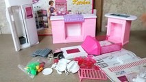 Unboxing barbie Kitchen Set by gloria - Barbie Size Dollhouse Furniture - Mini Doll Kitche
