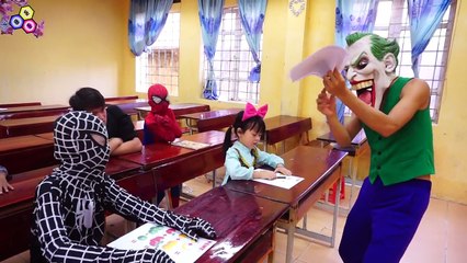 Go To School Learning Fruit Colors Classroom Fun w/ Joker is Teacher , spiderbaby, Bad bab