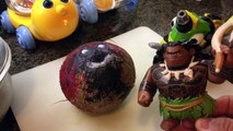 DinoTrux Toys & Moana Maui CRUSH Constructin TRUCK - 다이노트럭 모아나 마우이 Surprise Huge Piñata To