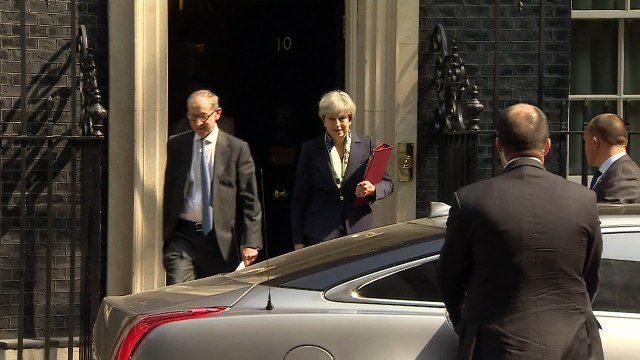 Theresa May leaves Downing Street for Queen's Speech