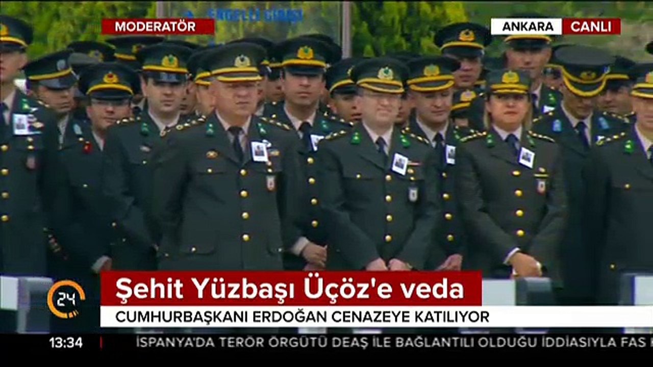 Şehit Yüzbaşı Üçöz'e veda: Cumhurbaşanı Erdoğan'da orada!