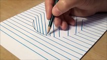 Drawing a Round Hole on Line Paper Trick Art with Graphite Pencil for Kids and Adults