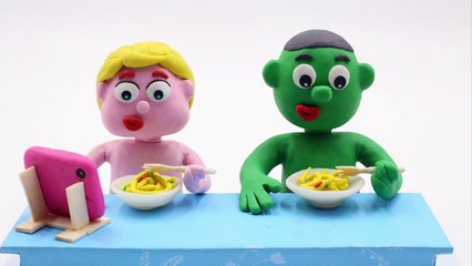 Hulk Bad Baby Play Car Break the head ❤ Superhero In Real Life Stop Motion Play Doh For Ki