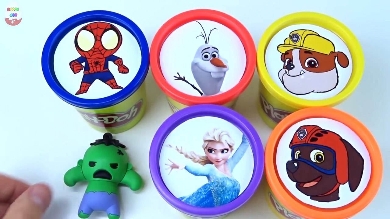 Les couleurs gelé ponton Apprendre patrouille patte jouer décombres homme araignée empilage jouets Сups doh elsa zuma