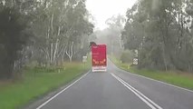 Cette vache tente de s'enfuir d'un camion qui roule... En mode cascadeur