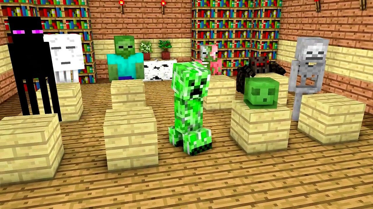 Courageux grimpeurs cubique monstre Roche école Animation minecraft