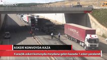 Askeri konvoyda kaza 1 asker yaralı