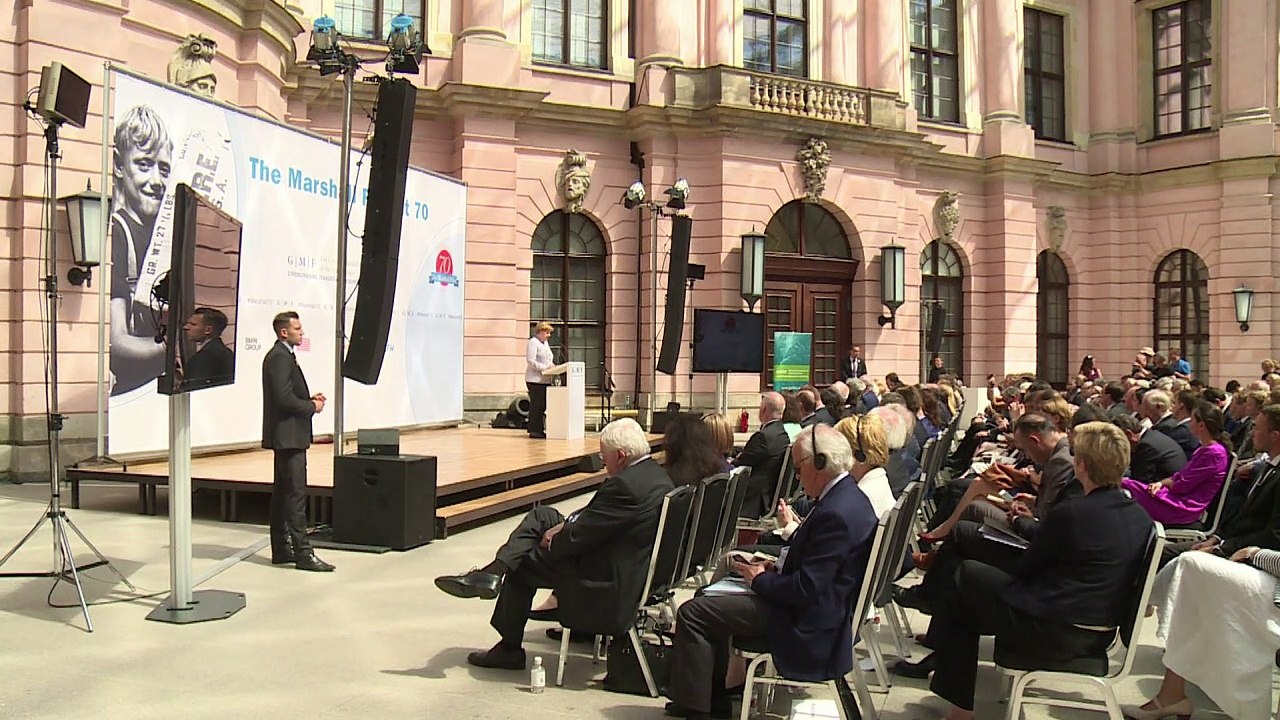 70 Jahre Marshall-Plan: Merkel gegen US-Abschottungspolitik
