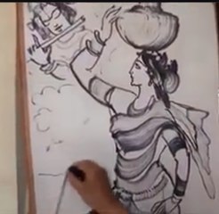 Art Drawing | Indian | Radha & Krishna