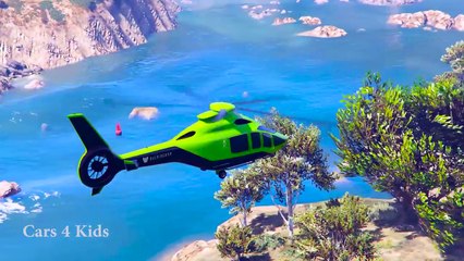 LEARN COLOR Helicopter on Cars w Spiderman cartoon for kids Superheroes for babies