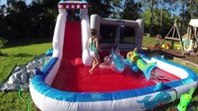HUGE INFLATABLE SHARK WATERSLIDE and OUTDOOR BOUNCER BallPit