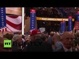 Crowd boo's Ted Cruz off the stage as Donald Trump crashes his speech at RNC