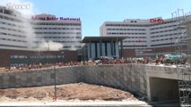 Adana' da inşaatı süren şehir hastanesinde yangın çıktı