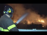 Ancona - In fiamme vegetazione vicino al porto turistico (22.06.17)