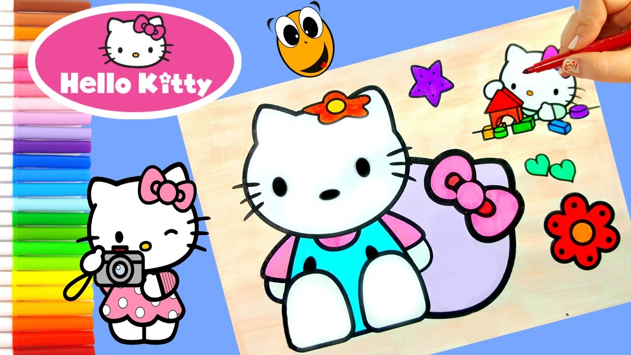 Coloring Hello Kitty Coloring Book Page Colored Pencil washable markers KOKI DISNEY TOYS