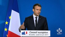 Conférence du presse d'Emmanuel Macron le jeudi 22 juin 2017 au Conseil Européen