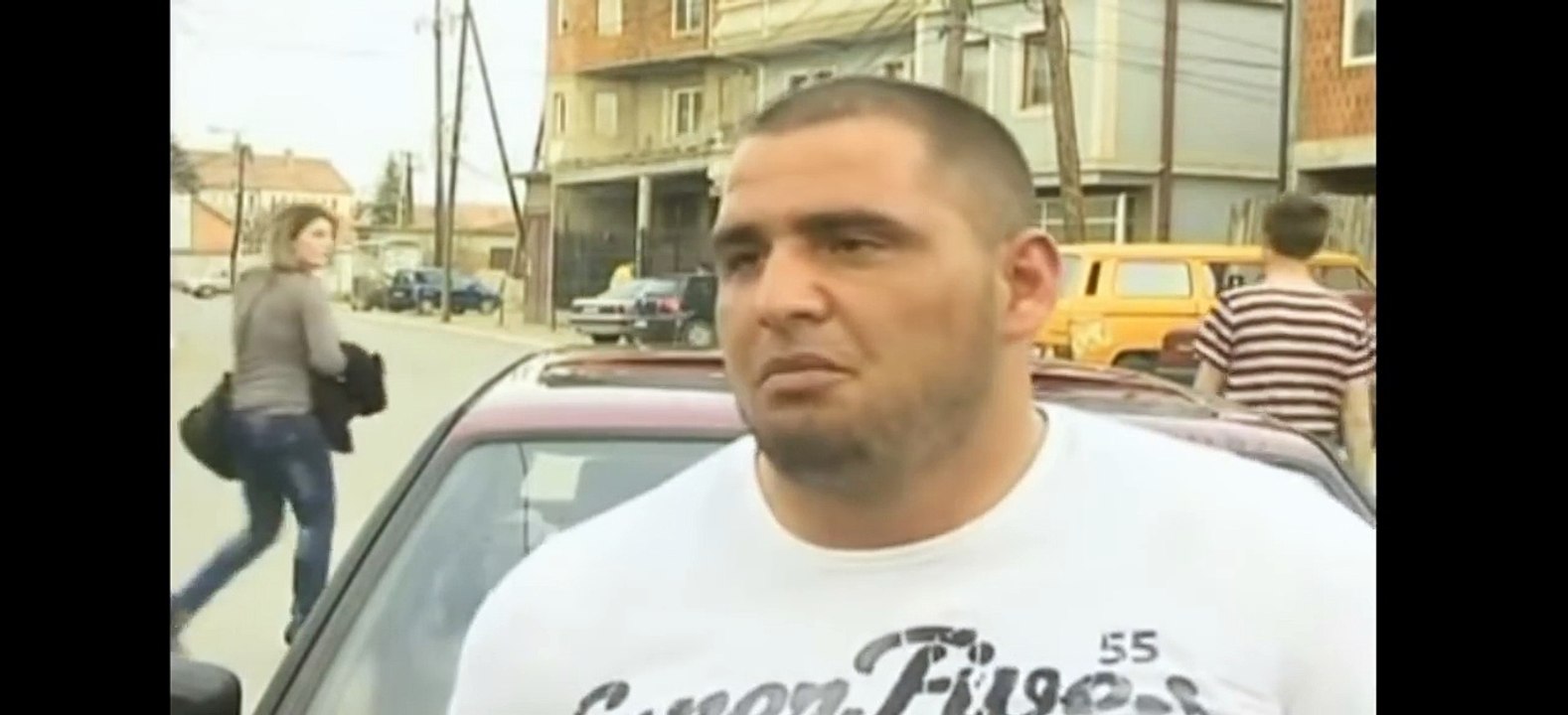 strong albanian men vs car