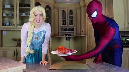 Frozen Elsa Whats In The BOX Challenge w/ Spiderman Joker Maleficent Fun Superhero in rea