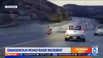 Motorcyclist Kicks Car During Road Rage Incident, Sparks Chain-Reaction Crash