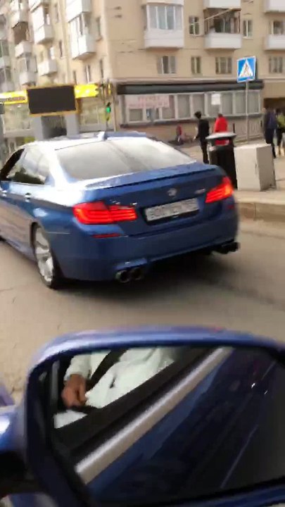 Blue BMW on Fire
