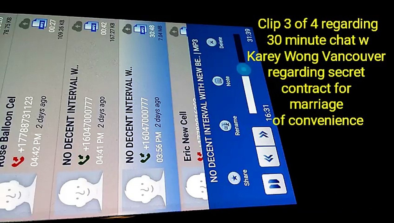 Karey Wong Vancouver BC Marriage of Convenience Audio Recording #3 of #4 “Life Will Never Be The Same”