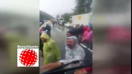 CHP'liler Adalet yürüyüşünde kamyon şoförüne saldırdı!