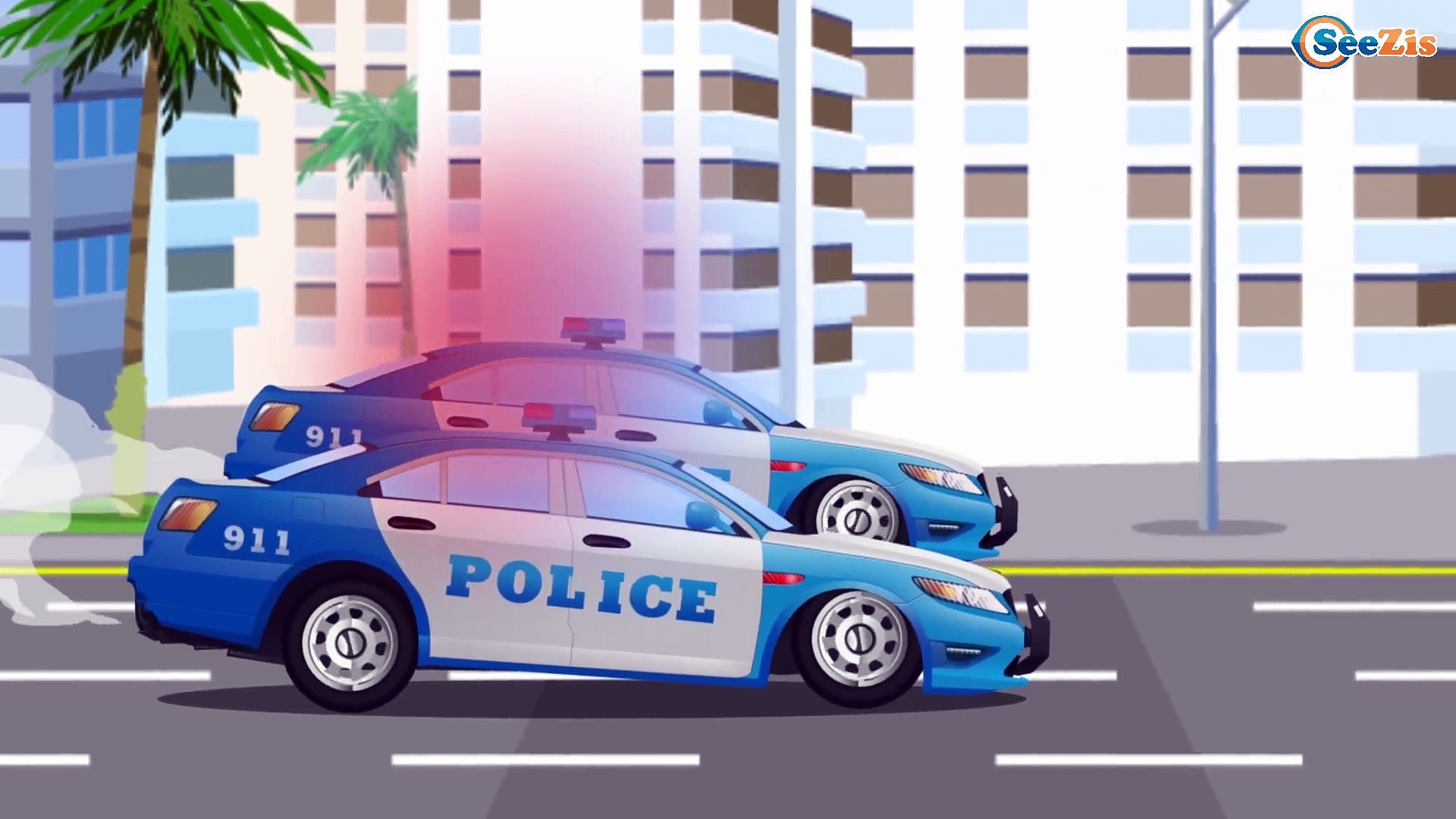 Police Car With Big Bus Red Fire Truck Real Race In Car Cartoon For Kids Video Dailymotion