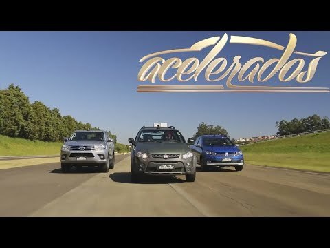 FIAT STRADA x VW SAVEIRO x TOYOTA HILUX + CHEVROLET S10 | ACELERADOS | VOLTA RÁPIDA ON BOARD #101