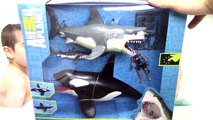 Et bain rencontre pour enfants Méga planète requin requins jouet déballage Orca animale