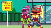 BLAZE CAR MONSTER MACHINES Bandits Set Traps Threatening saved by Police! Blaze Monster Tr