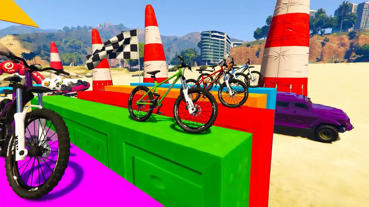 Fun Learn COLORS w SUV Cars & BIKES w/Superheroes Cartoon for children with NURSERY RHYMES